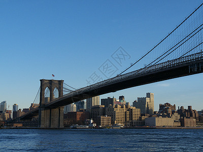 布鲁克林桥天际蓝色游客景观石头建筑学公园全景天空市中心图片