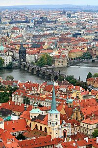 布拉格的空中观察剧院大教堂旅行城堡首都城市国家街道历史教会图片