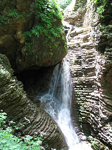 瀑布背景自然保护区全景岩石山脉青菜游览水分对象旅行图片