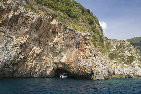科孚希腊旅游场景阳光目的地风景绿色避暑胜地岩石假期国家图片