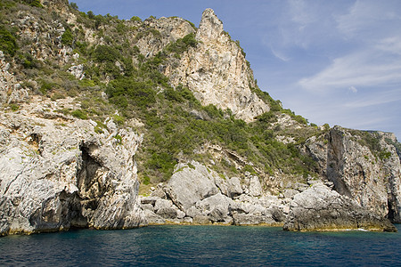 科孚希腊娱乐绿色情调场景支撑阳光目的地风景岩石旅游图片