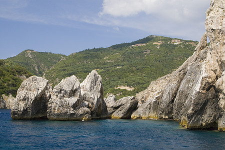 科孚希腊场景娱乐避暑胜地支撑岩石异国假期蓝色国家阳光图片
