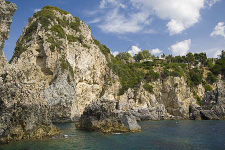 科孚希腊风景阳光异国旅游岩石场景娱乐支撑绿色情调图片