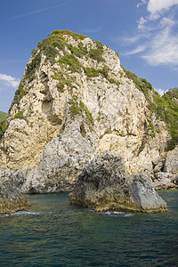 科孚希腊异国风景岩石假期蓝色阳光目的地旅游国家娱乐图片