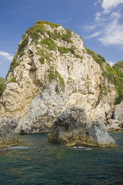 科孚希腊异国风景岩石假期蓝色阳光目的地旅游国家娱乐图片