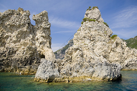 科孚希腊风景目的地异国蓝色绿色旅游天空旅行岩石假期图片