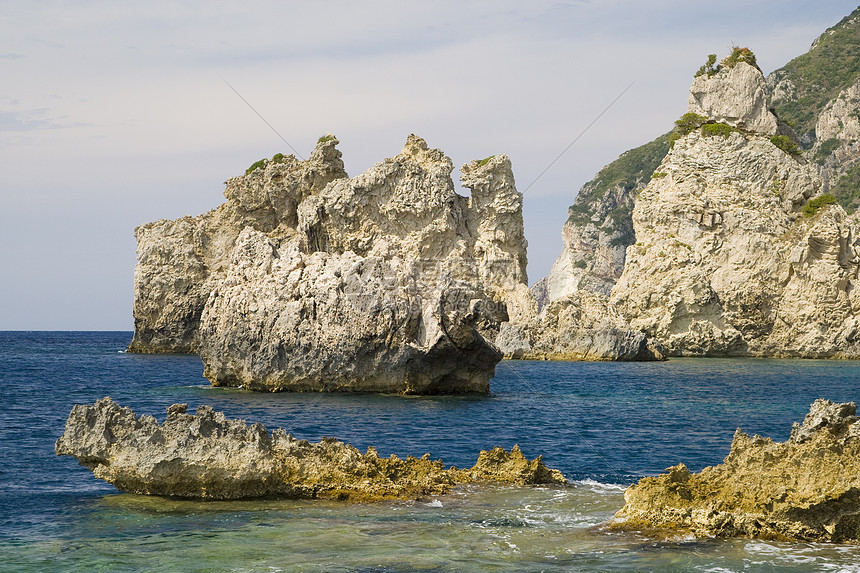 科孚希腊绿色假期情调旅游避暑胜地蓝色目的地国家风景场景图片