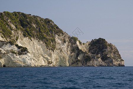 希腊异国假期蓝色场景绿色海岸线支撑避暑胜地情调国家图片