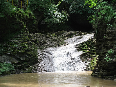 瀑布岩石水分青菜旅行自然保护区石头游览背景风景解脱图片