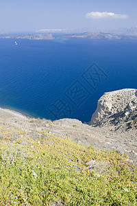 圣托里尼希腊支撑假期海岸线太阳目的地避暑胜地异国火山蓝色文化图片