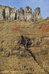 圣托里尼希腊假期火山目的地旅行场景文化支撑景观火山口太阳图片