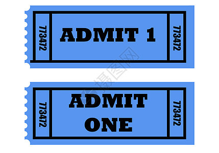 接受一张机票售票处入口矩形穿孔数字白色音乐会蓝色插图准入图片