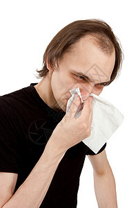 疾病发病眼睛成人温度男人过敏男性流感发烧药品手帕背景图片