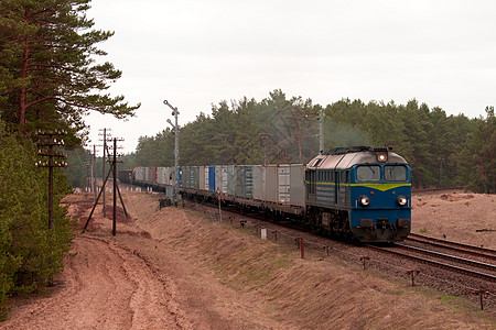 运输柴油列车货柜力量抛光后勤货物铁路货运环境乡村树木图片