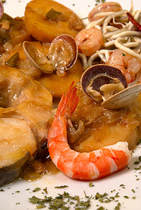 梅鲁扎拉西德拉小精灵餐厅美食蛤蜊主菜海鲜对虾饮食草药图片