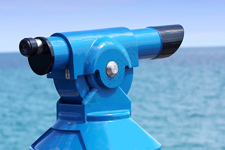 Coin 操作望远镜假期海洋海滩蓝色游客风景硬币镜片经营晴天图片
