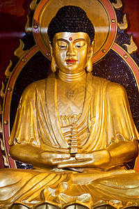 中华寺佛像雕塑佛教徒金子祷告信念上帝信仰寺庙崇拜传统图片