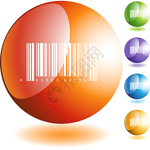 条码图标夹子艺术紫色按钮蓝色水晶反光白色插图橙子图片