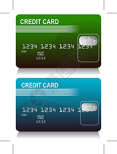 成套信用卡卡绿色金融透明度借方蓝色卡片条纹插图商业信用背景图片