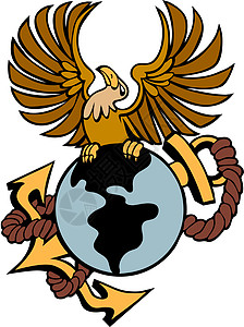 凤鸣环球白色绳索地球世界翼展黑色棕色绘画插图黄色图片