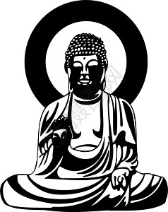 佛白色祷告插图黑色宗教岩石佛教徒草图雕像背景图片
