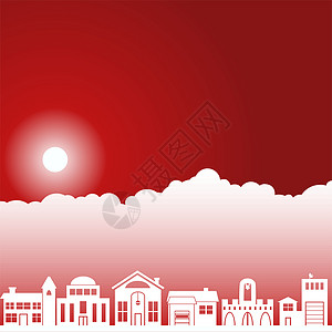 天天场景  邻里红色建筑建筑物插图网络房子太阳网站房屋天际背景图片