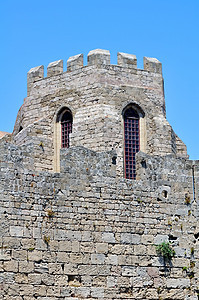 希腊罗得斯中世纪堡垒城堡防御城市地标图片