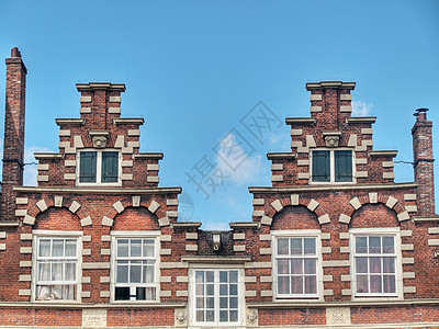 荷兰典型住房经济天空风景遗产蓝色住宅旅游荷卢旅行建筑物图片