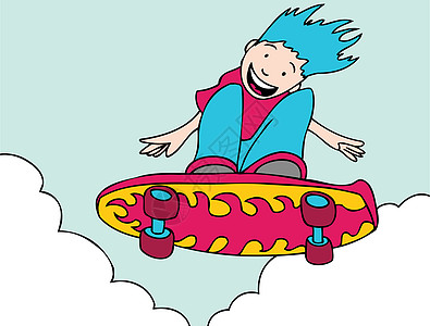 滑滑板跳跃骑士女孩插图孩子卡通片木板轮子女性滑冰运动图片