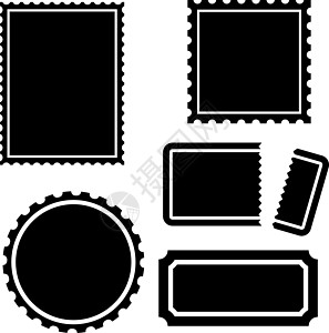 印章设置圆形黑色纽扣邮票空白剪贴正方形长方形白色横幅图片