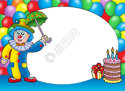 带小丑和气球的圆框图片