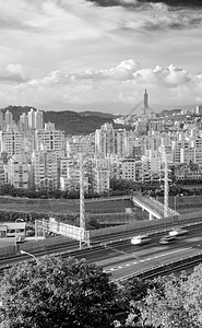 高速公路城景城市市中心场景运输戏剧性景观交通地标摩天大楼城市天空图片