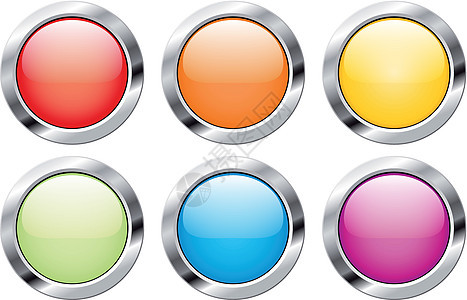 光滑按钮绿色圆圈玻璃反射金属橙子合金互联网网站红色图片