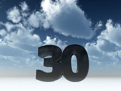 三十号数纪念日插图周年庆典生日蓝色多云数字地平线派对背景图片