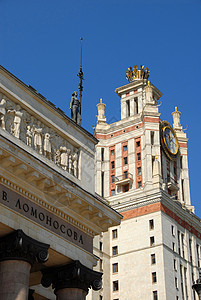 莫斯科国立大学晴天艺术柱子蓝色地标知识学习角落石头大学图片
