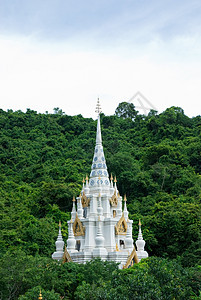 泰国的热带文化建筑学佛教徒宗教风景白色丛林绿色森林图片