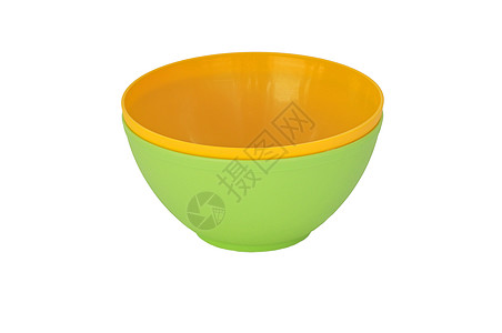 两碗白色野餐彩虹团体绿色塑料厨房背景图片