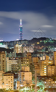 Taipei 城市之夜摩天大楼天空建筑城市公寓景观街道戏剧性建筑学地标图片