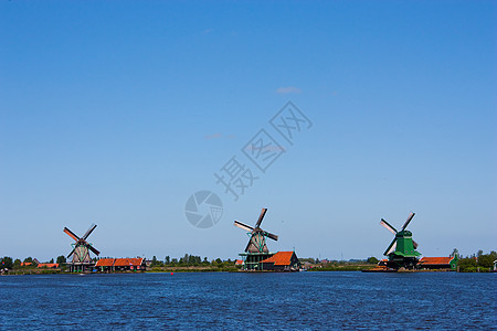 荷兰的磨坊历史农村力量风车地标文化供电活力铣削蓝色图片
