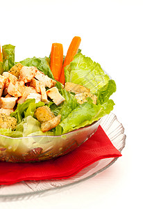 鸡肉凯撒沙拉蔬菜沙拉小吃绿色面包长叶食物饮食白色莴苣图片
