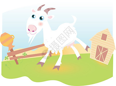 山羊农场情感身体牧场乐趣卡通片牛角食物牛奶草地动物图片
