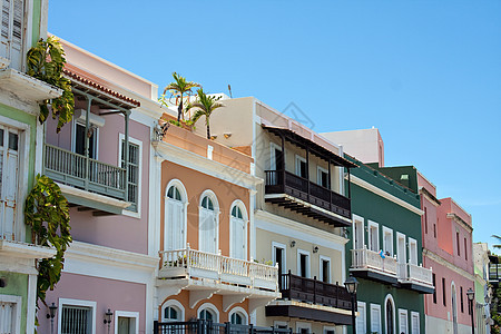 色彩多彩的老圣胡安公关阳台橙子旅行古董旅游建筑建筑学住房公寓家园图片