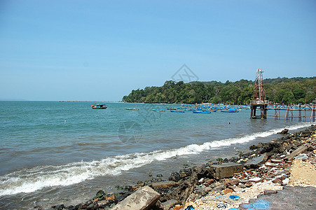 潘干达兰海滩渔夫假期海洋旅游旅行地平线异国晴天情调风景图片