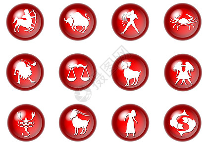 12个红zodiac网络按钮图片