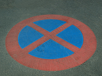无停车标志沥青蓝色红色运输驾驶街道背景图片