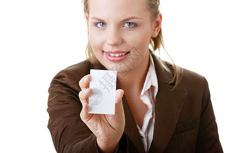 持空白名片的女士女性手势人士职业管理人员商业身份成功交换助手图片