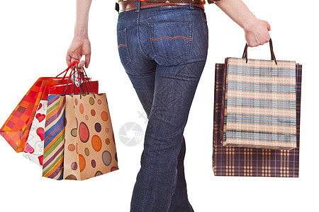 持有购物袋的妇女女性顾客展示销售商业开支购物背景图片