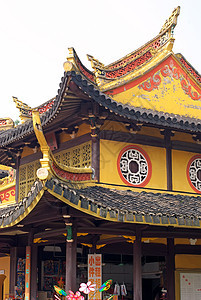 东方寺庙建筑建造黄色飞檐信念历史图片