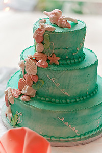 连结婚蛋糕桌子新娘庆典海滩定制接待糖果热带甜点仪式图片
