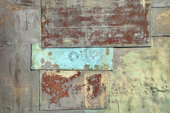 墙上布满生锈的旧铁本图片